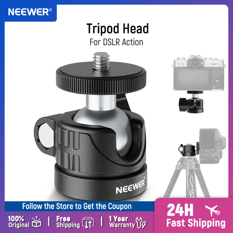 Photography Video Lighting Kit With Adjustable Tripod Stand - NEEWER Mini Głowica Kulowa, Przenośna Głowica