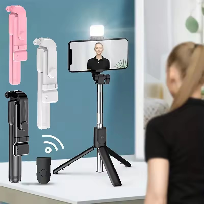 Photography Video Lighting Kit With Adjustable Tripod Stand - Bezprzewodowy statyw do selfie Bluetooth z