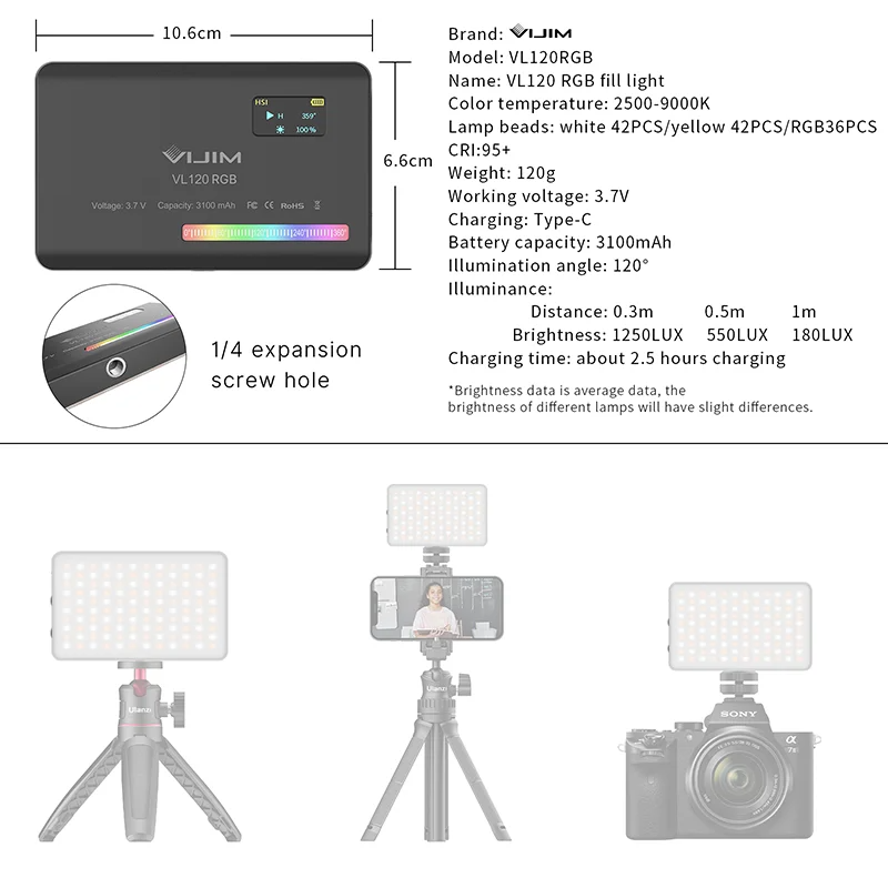 2026 Nowa 120 RGB Kieszonkowa  – Photography Lighting Rgb recenzja i cena